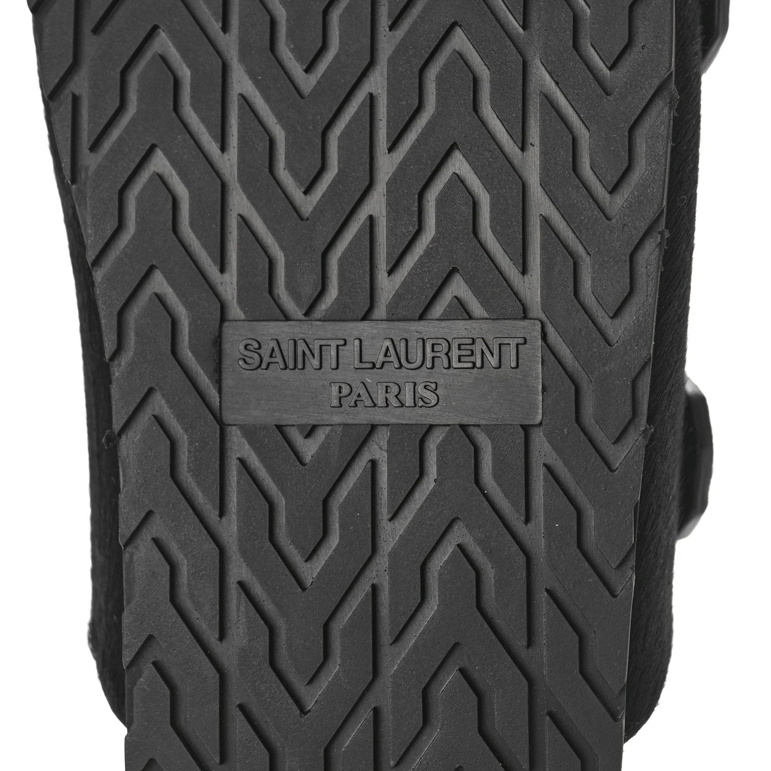 Saint Laurent Calf Hair Jimmy Cross Slides 37 Black 7 of 8