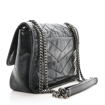 Saint Laurent Crinkled Calfskin Matelasse Monogram Baby Niki Chain Satchel Black 3 of 10