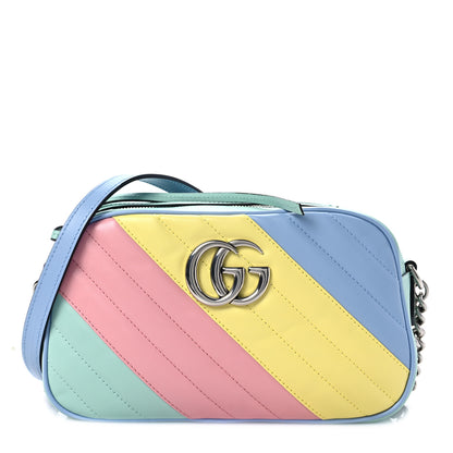 Gucci Calfskin Matelasse Diagonal Small GG Marmont Chain Shoulder Bag Multicolor Pastel 1 of 8