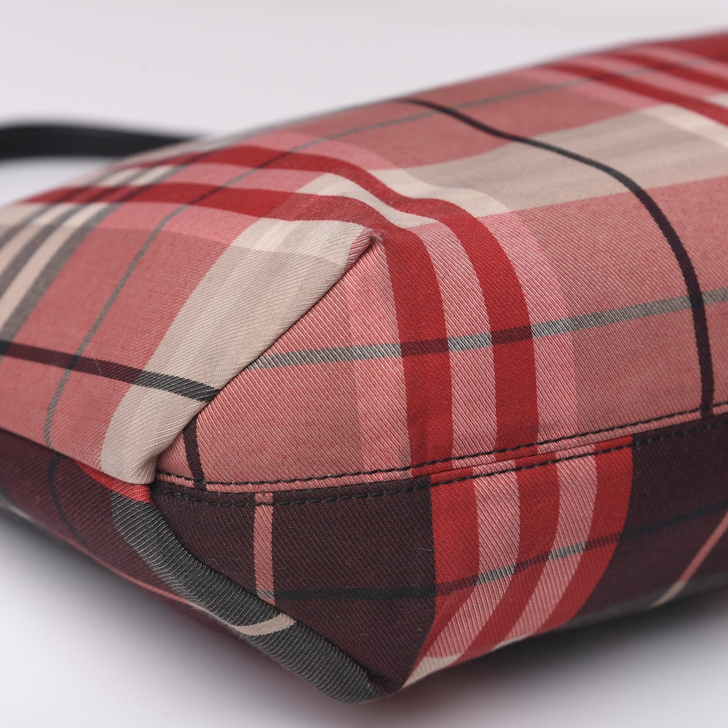 Canvas Check Tote Red