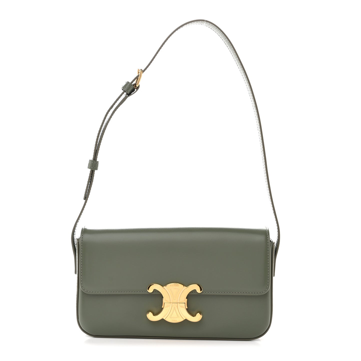 Shiny Calfskin Triomphe Shoulder Bag Celadon