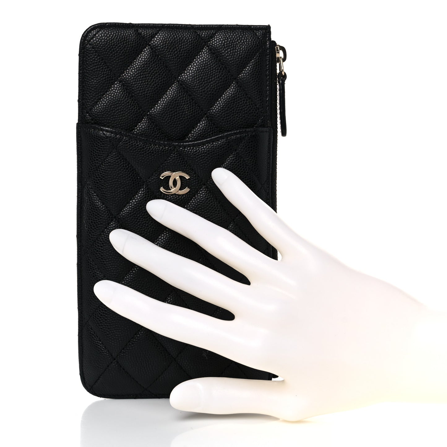 Caviar Quilted Classic Flat Wallet Pouch Black