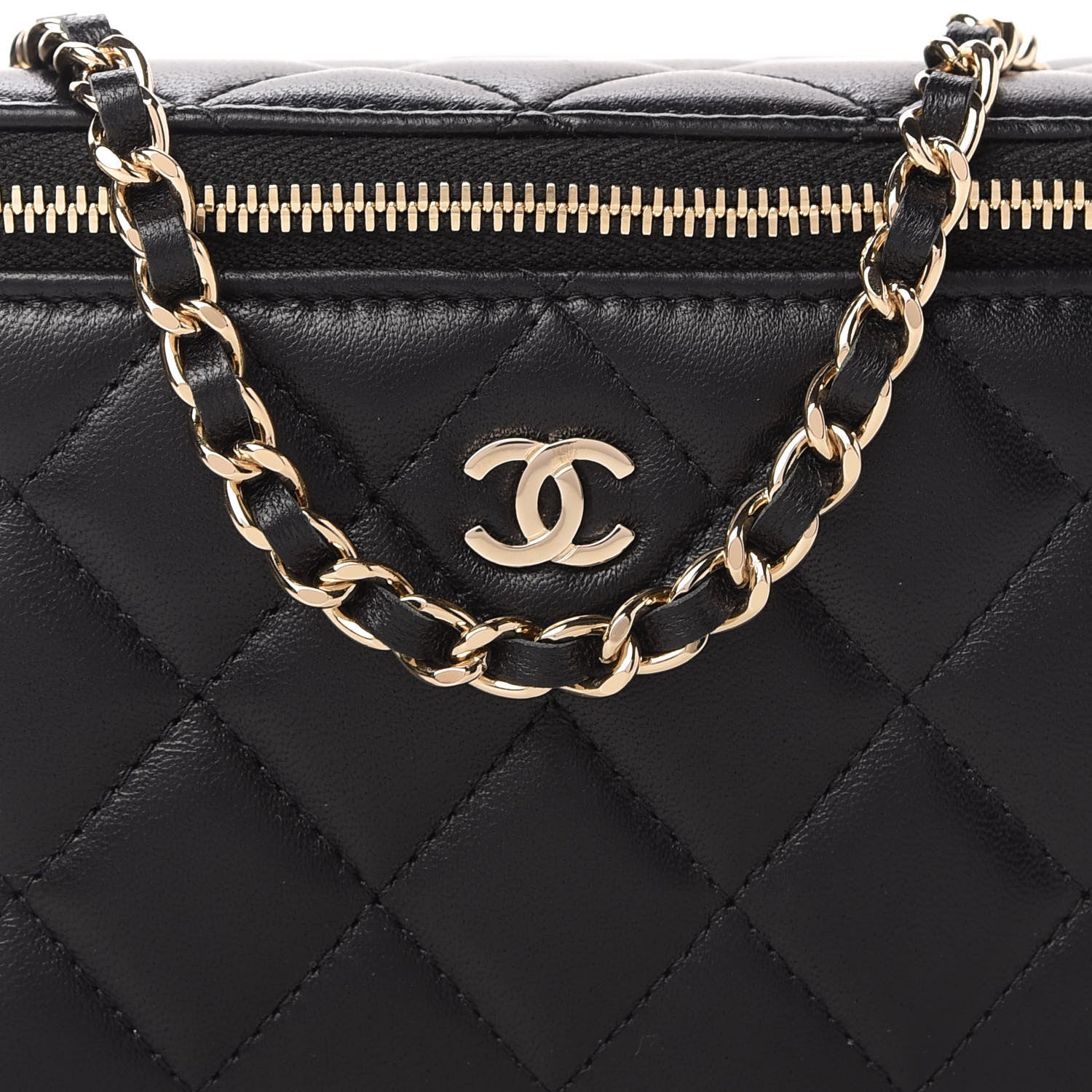 Chanel Lambskin Quilted Small Vanity Case With Chain Black 10 of 11