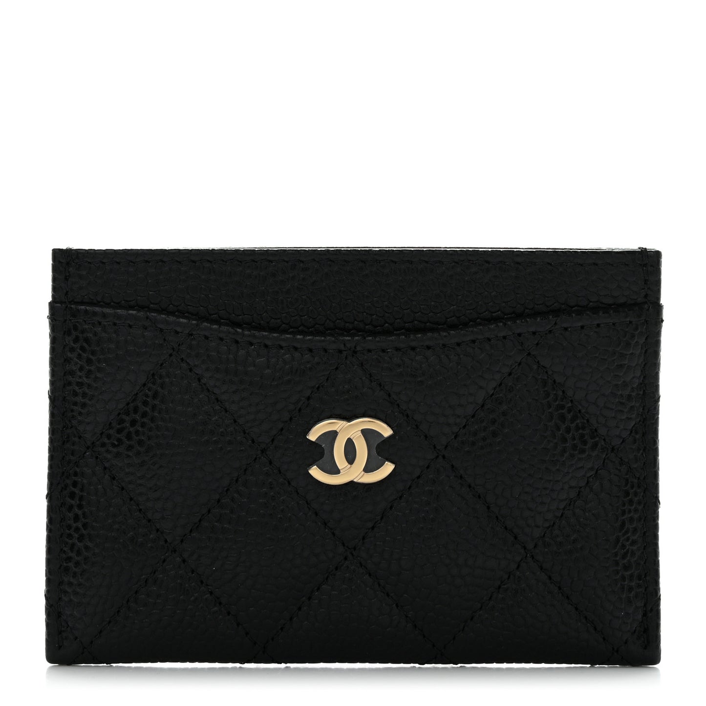 Caviar Quilted Card Holder Black