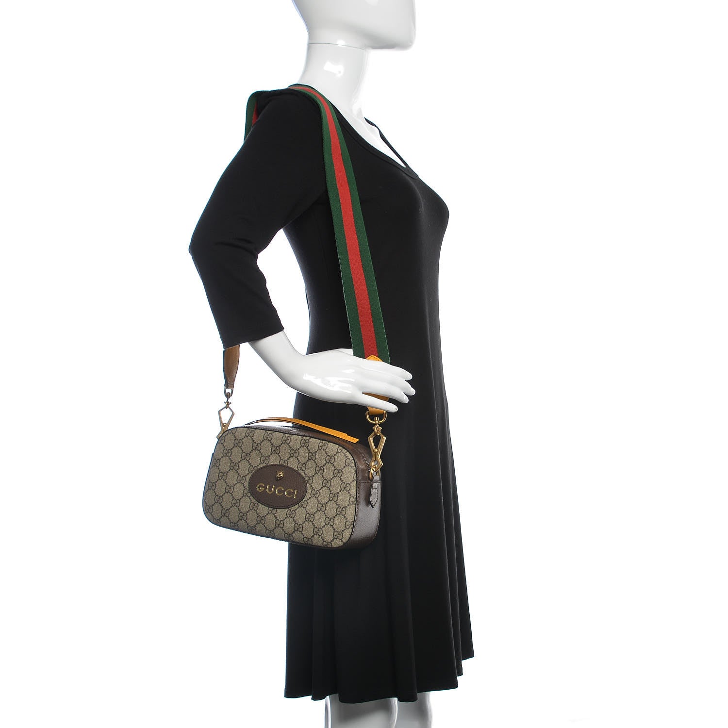 Gucci GG Supreme Monogram Web Neo Vintage Shoulder Bag Beige New Acero Crop 2 of 11