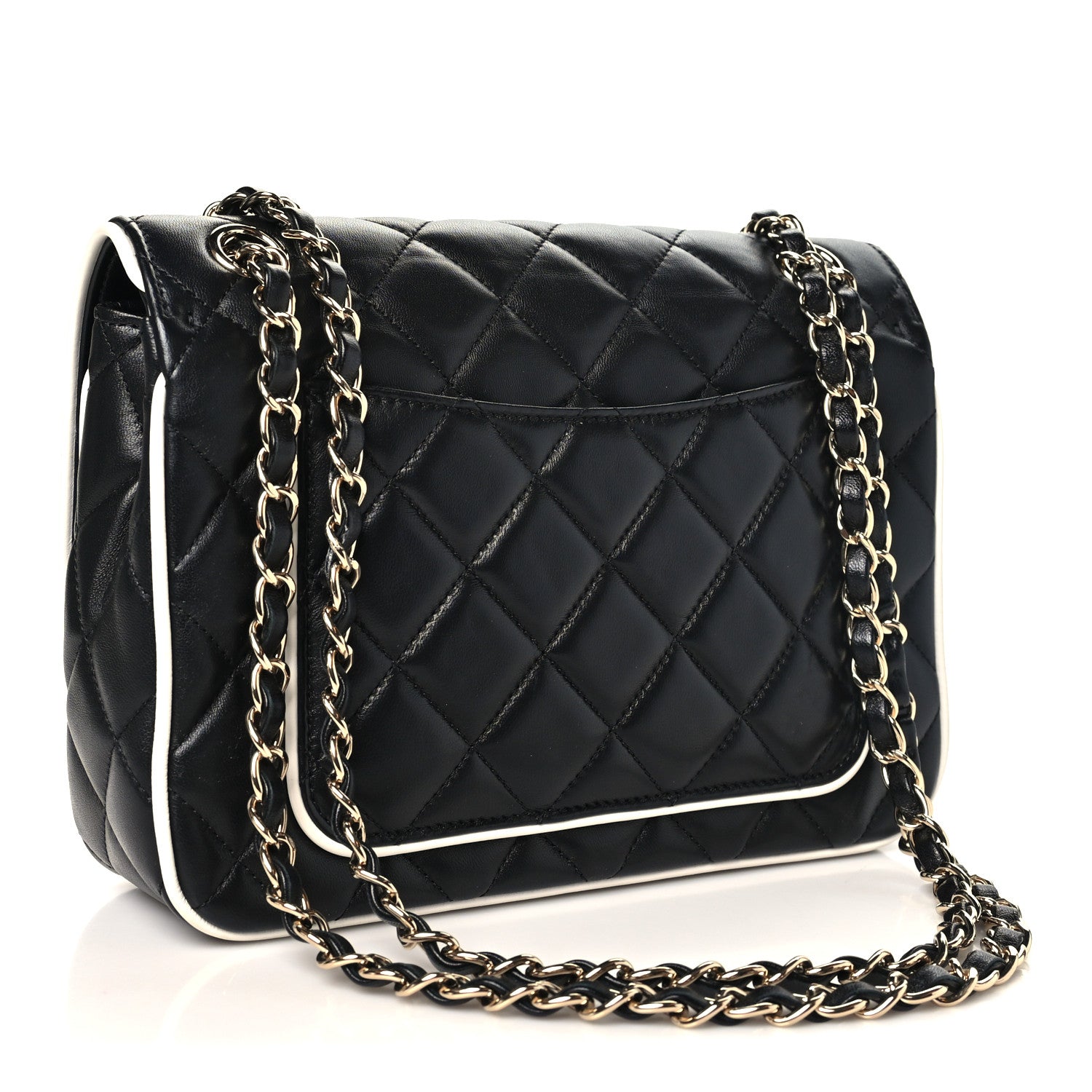 Chanel Lambskin Quilted Resin Graphic Frame Flap Bag Black White 3 of 10