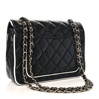 Chanel Lambskin Quilted Resin Graphic Frame Flap Bag Black White 3 of 10