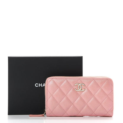 Chanel Iridescent Caviar Quilted Medium Zip Around Wallet Pink 9 of 9