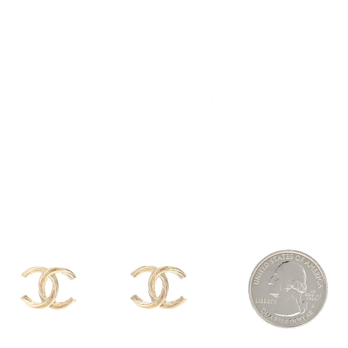 Chanel Metal Textured CC Earrings Gold 2 of 5