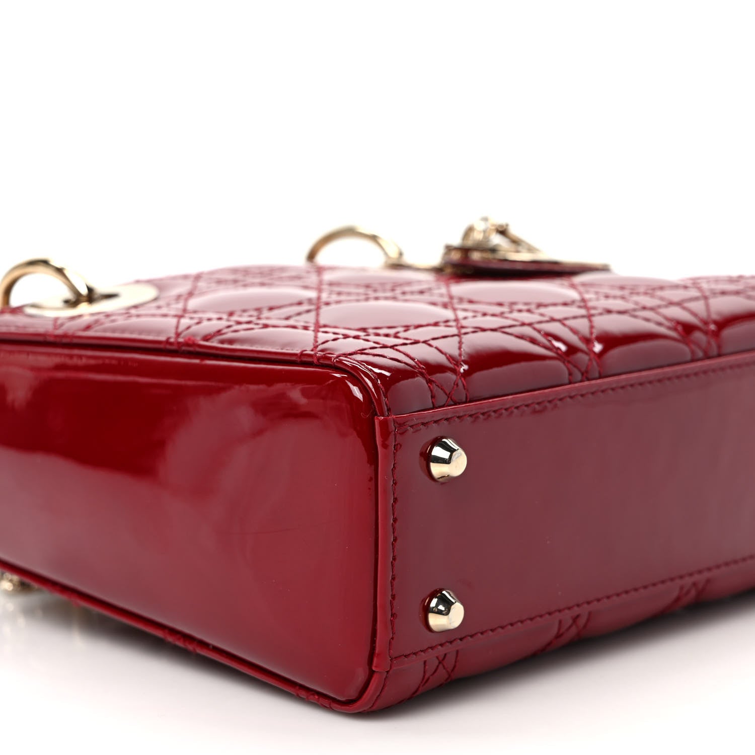 Christian Dior Patent Cannage Mini Lady Dior Red 7 of 9