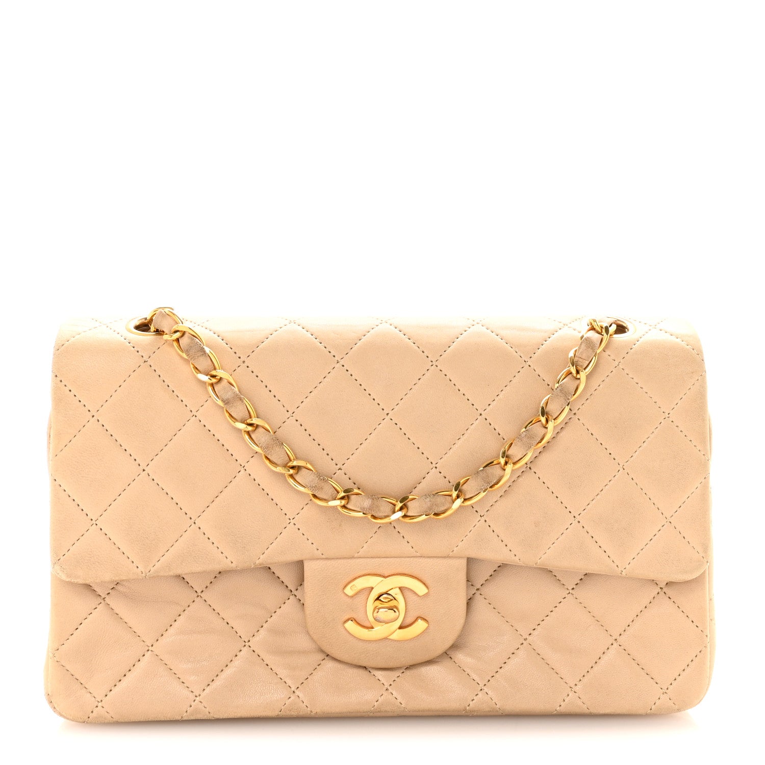 Chanel Lambskin Quilted Small Double Flap Beige 1 of 10