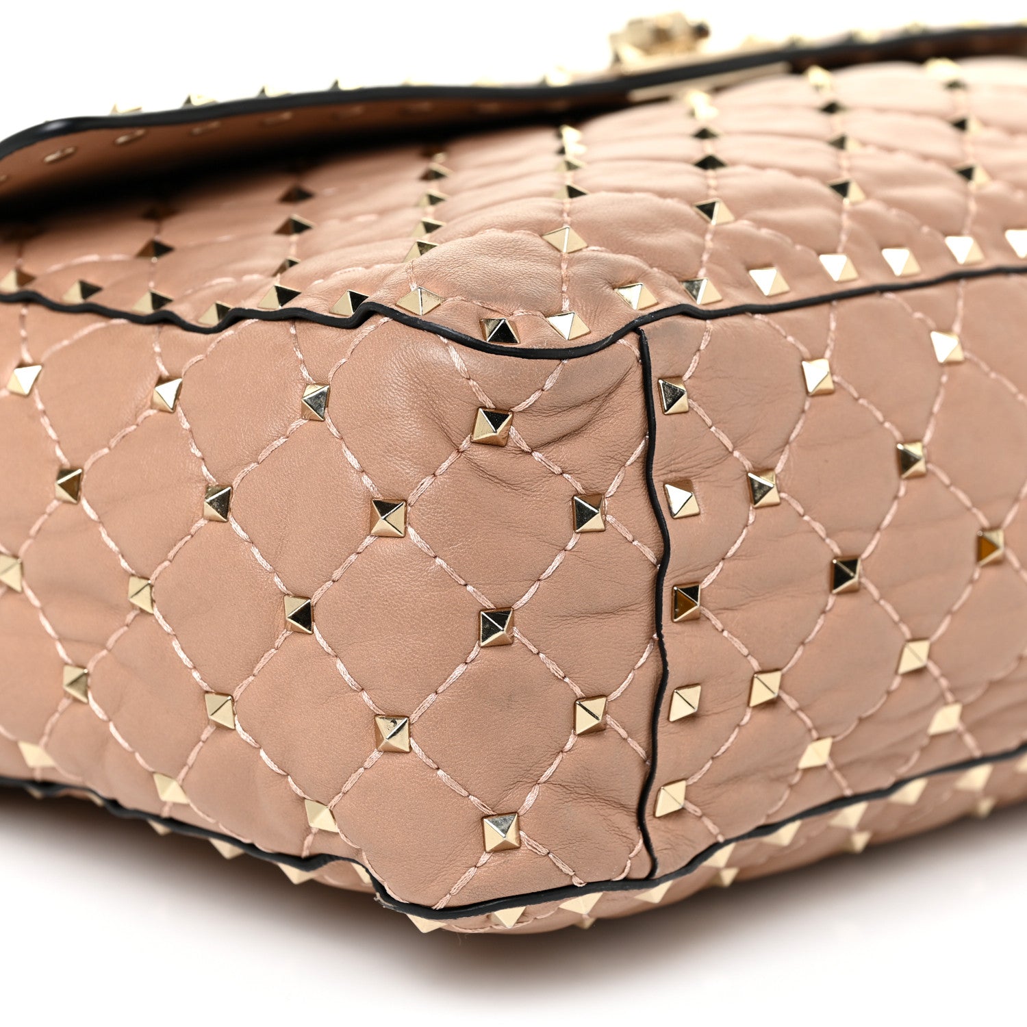 Valentino Garavani Nappa Large Rockstud Spike Shoulder Bag Soft Noisette 8 of 16