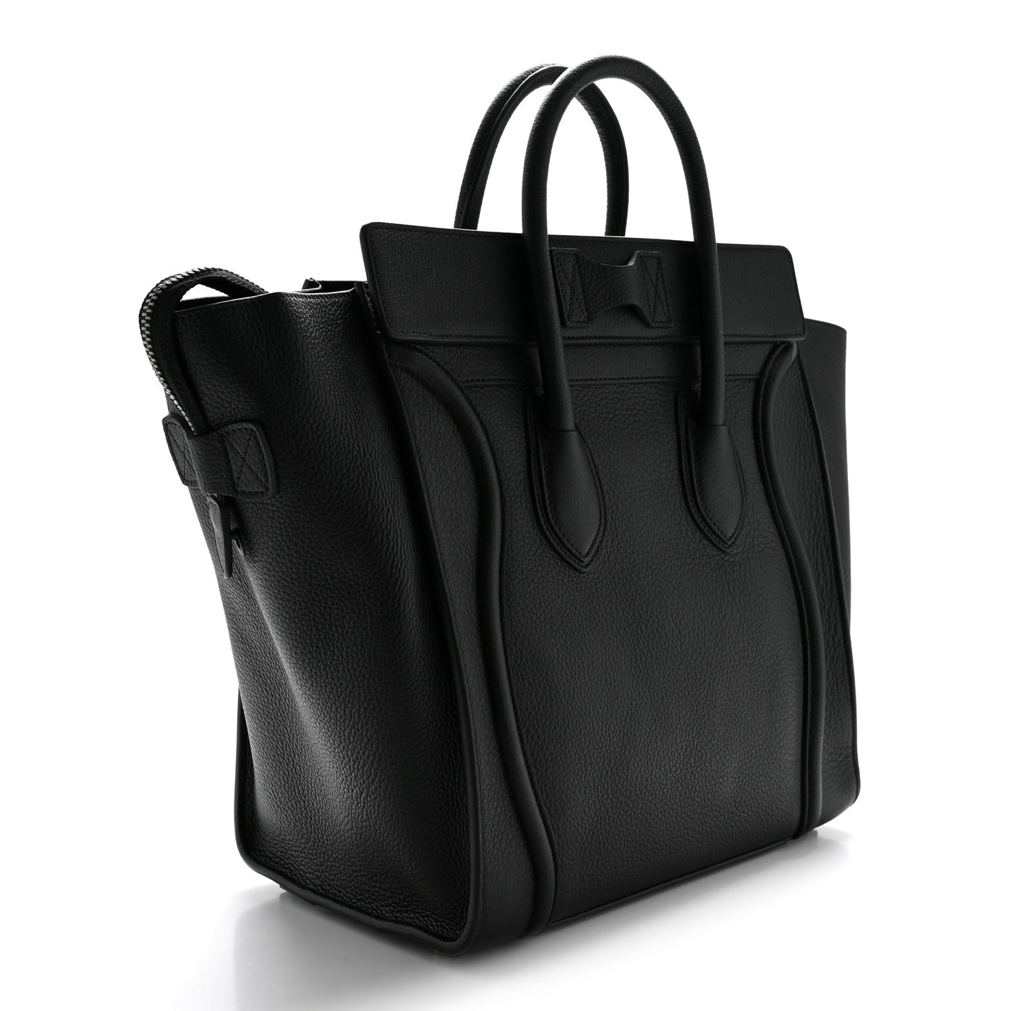 Drummed Calfskin Mini Luggage Black