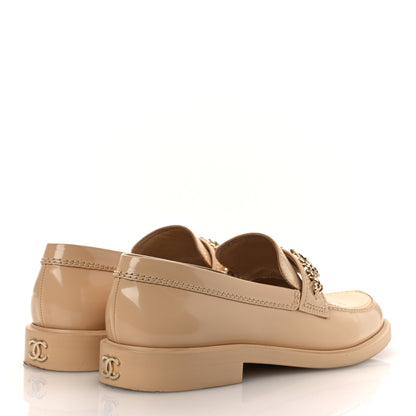 Chanel Shiny Calfskin Logo Loafers 40 Beige 5 of 12