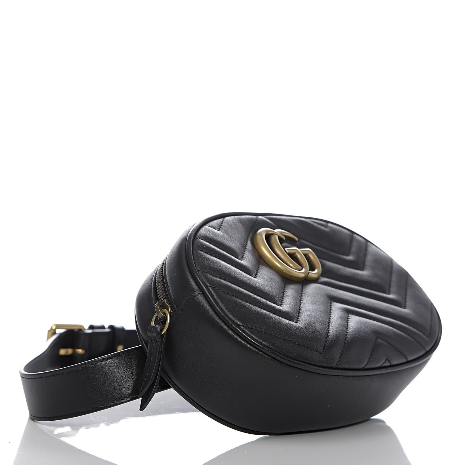 Gucci Calfskin Matelasse GG Marmont Belt Bag 75 30 Black 4 of 10
