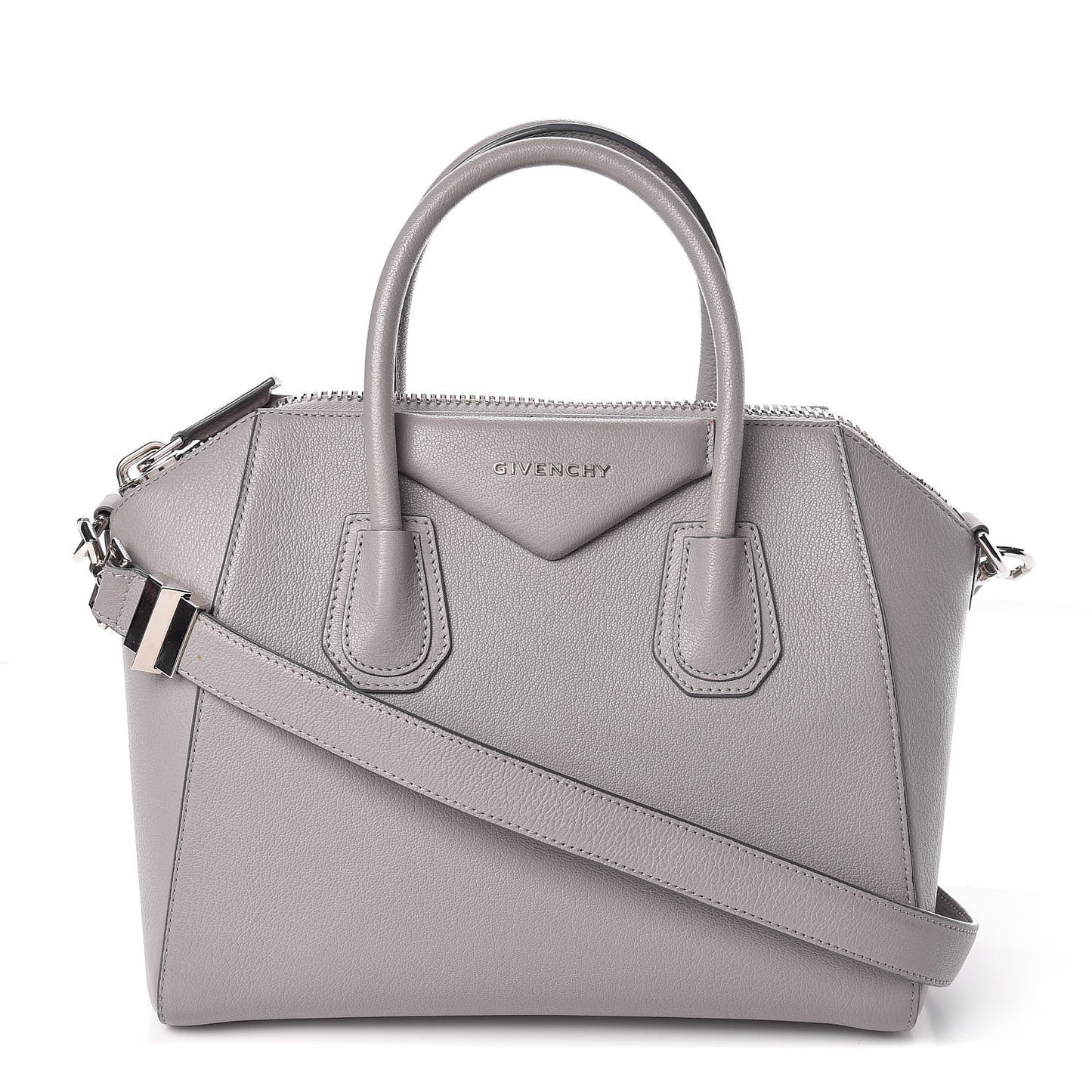 Sugar Goatskin Small Antigona Pearl Grey