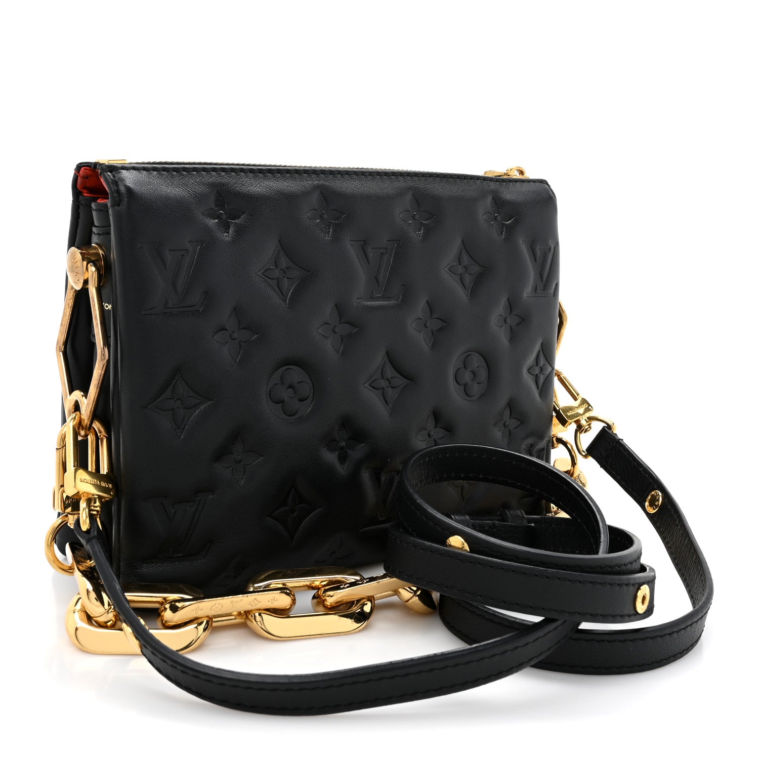 Louis Vuitton Lambskin Embossed Monogram Coussin BB Black 3 of 13