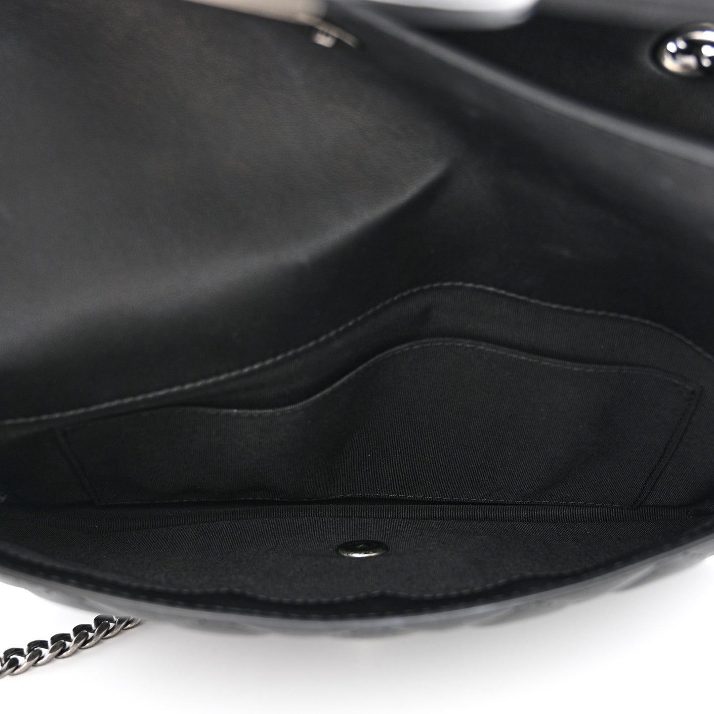 Lambskin Quilted Large Natural CC Flap Black
