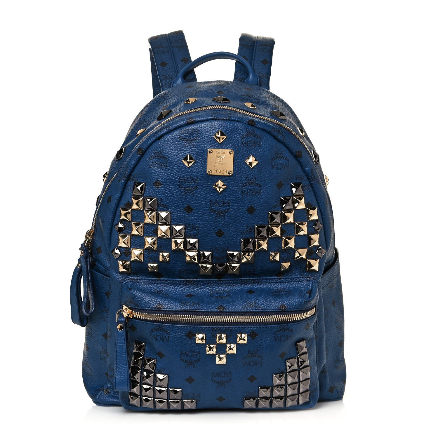 MCM Visetos Studded Medium Stark M Backpack Munich Blue 1 of 11