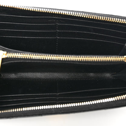Saint Laurent Grain De Poudre Matelasse Chevron Monogram Zip Around Wallet Black 5 of 9