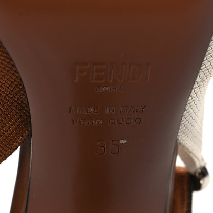 Fendi PVC Vitello FF Colibri 85mm Slingback Pumps 35 Transparent White Cuoio Avana 6 of 8
