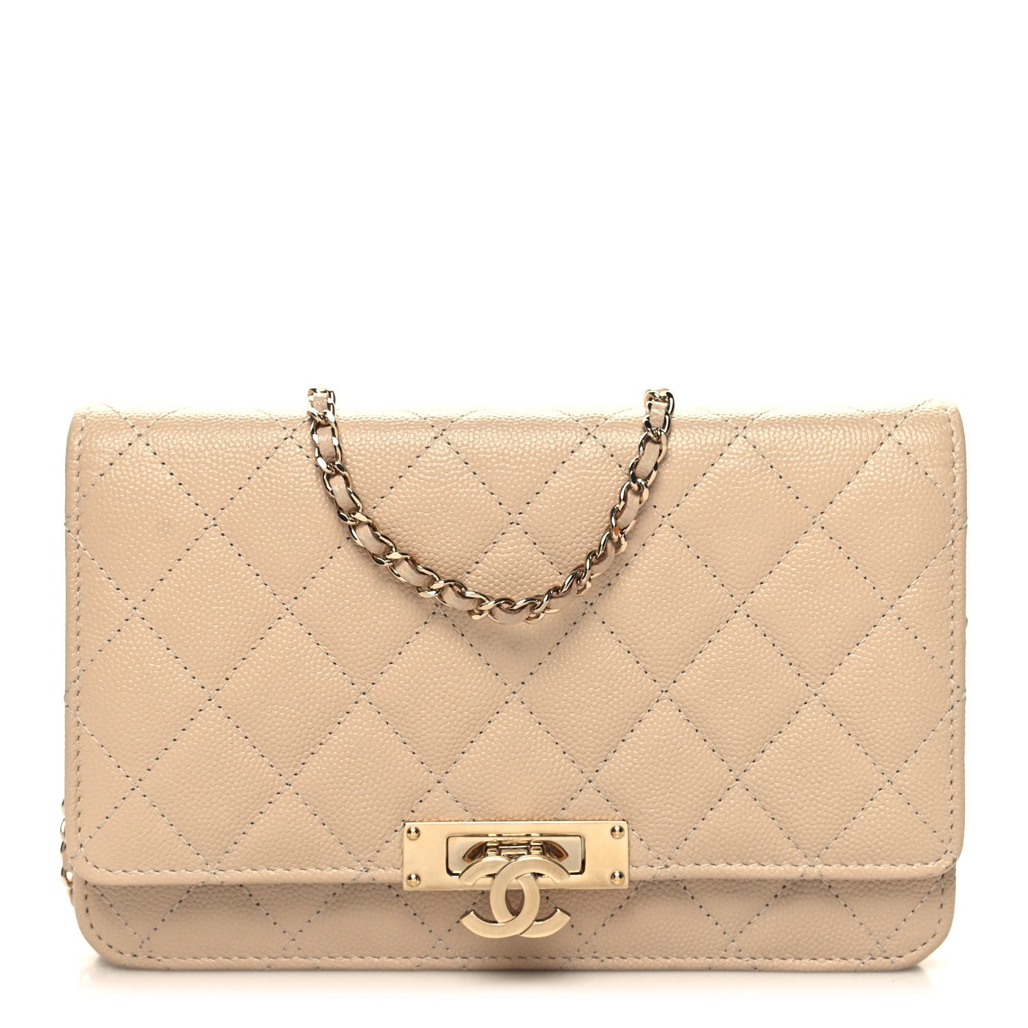 Chanel Caviar Quilted Golden Class Wallet On Chain WOC Light Beige 1 of 12