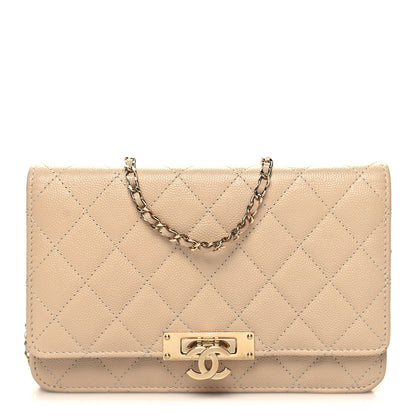 Chanel Caviar Quilted Golden Class Wallet On Chain WOC Light Beige 1 of 12