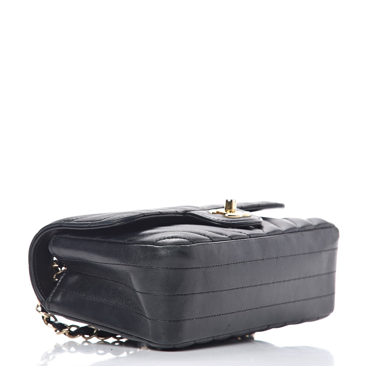 Chanel Lambskin Chevron Quilted Mini Rectangular Flap Black 4 of 15