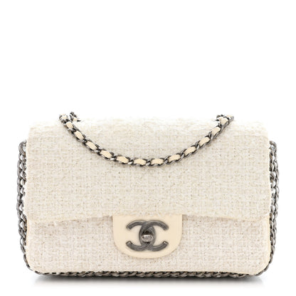 Chanel Tweed Quilted Mini Side Pearl Flap Bag Ecru White 1 of 12