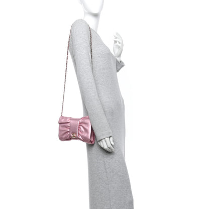 Chanel Metallic Lambskin Tie My Bow Flap Clutch With Chain Pink 2 of 11