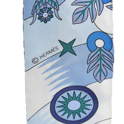Hermes Silk La Source de Pegase Twilly Ciel Bleu Royal White 4 of 4