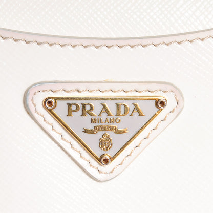 Prada Saffiano Vernice Crossbody Flap Bag Bianco 3 of 12