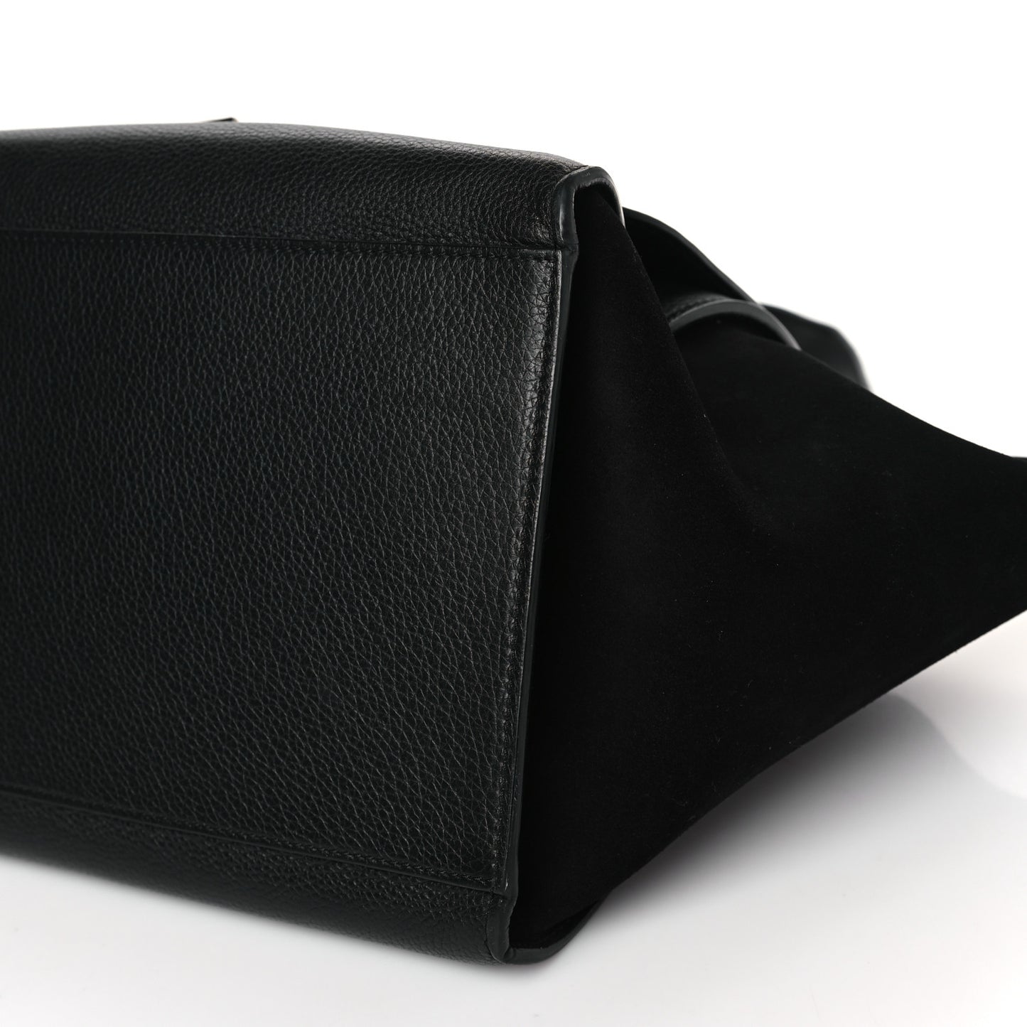 Drummed Calfskin Suede Medium Trapeze Black