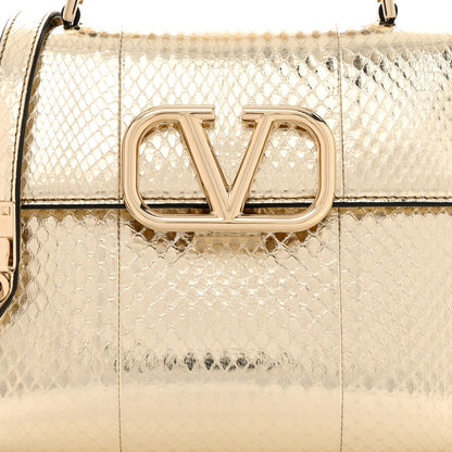 Valentino Garavani Metallic Calfskin Snake Embossed Mini VSling Top Handle Bag Gold 7 of 9
