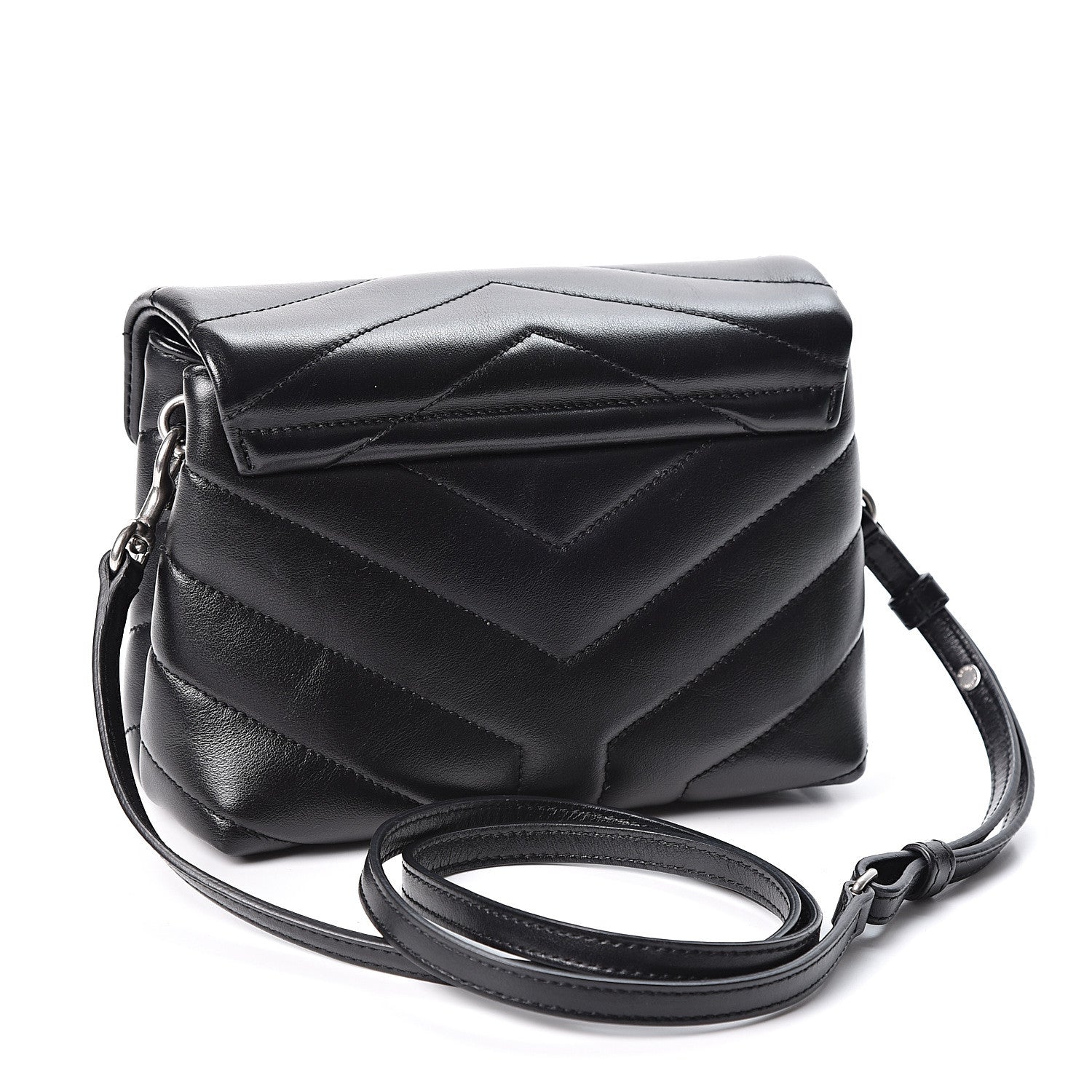 Saint Laurent Calfskin Y Quilted Monogram Toy Loulou Crossbody Bag Black 2 of 10