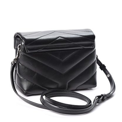 Saint Laurent Calfskin Y Quilted Monogram Toy Loulou Crossbody Bag Black 2 of 10