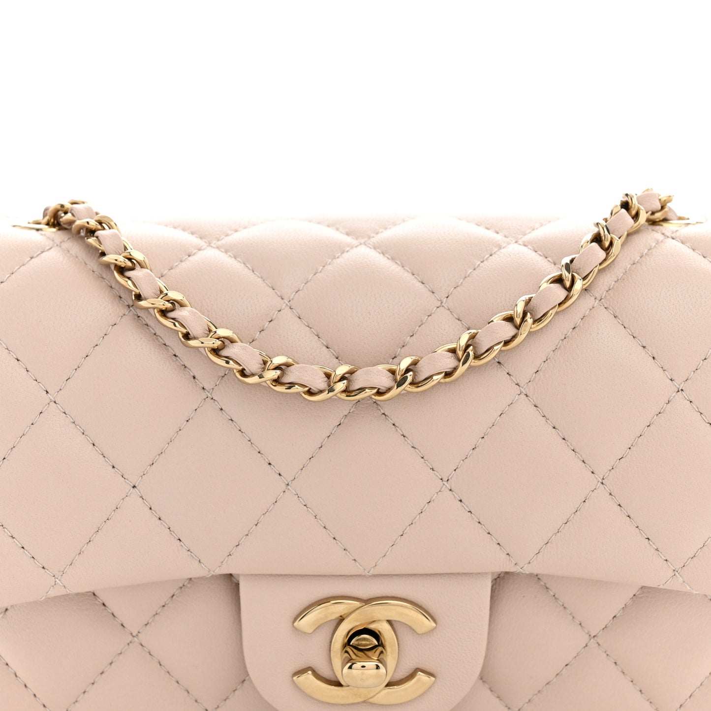 Lambskin Quilted Mini Rectangular Flap Pink