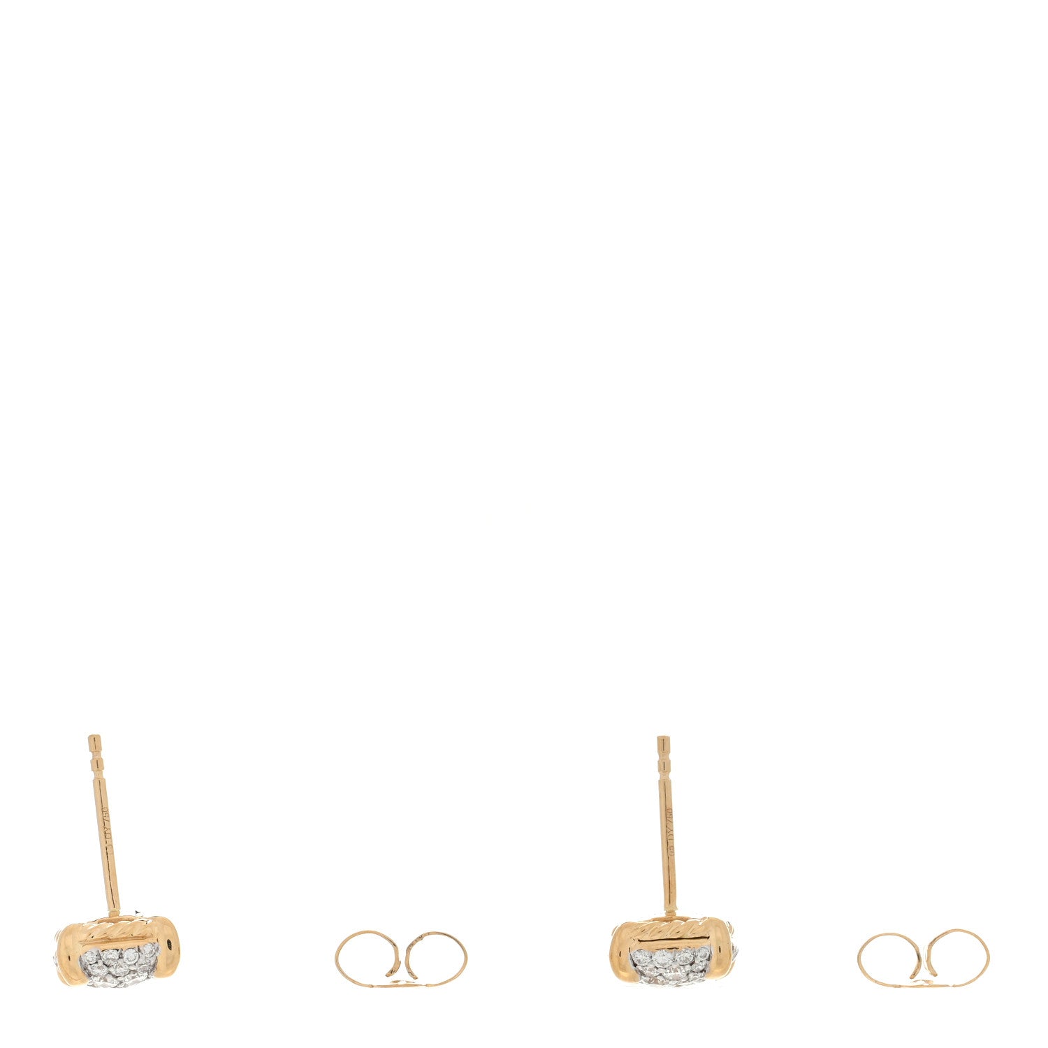 David Yurman 18K Yellow Gold Diamond 8mm Chatelaine Pave Stud Earrings 3 of 4