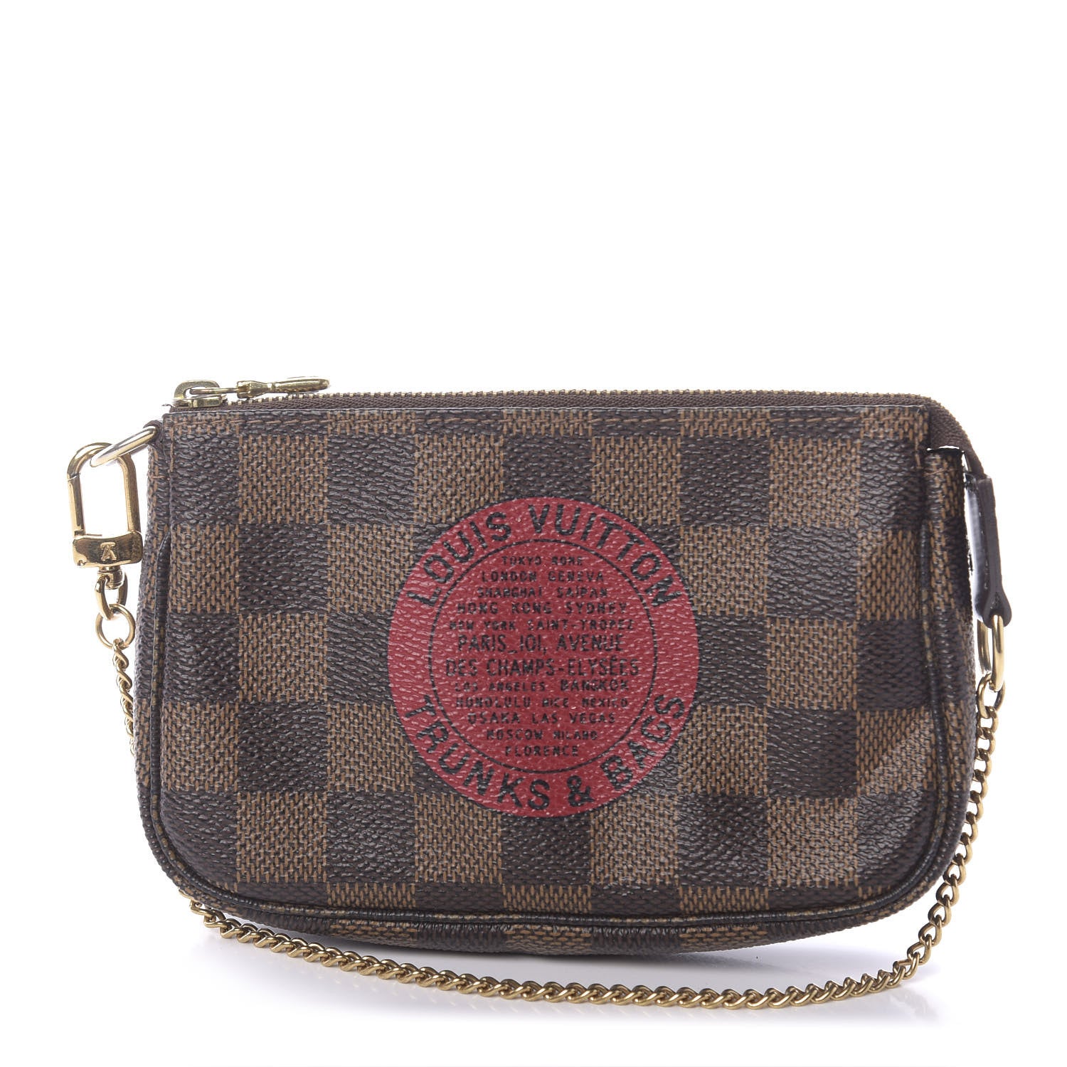 Louis Vuitton Damier Ebene Complice Trunks and Bags Mini Pochette Accessories Red 1 of 10