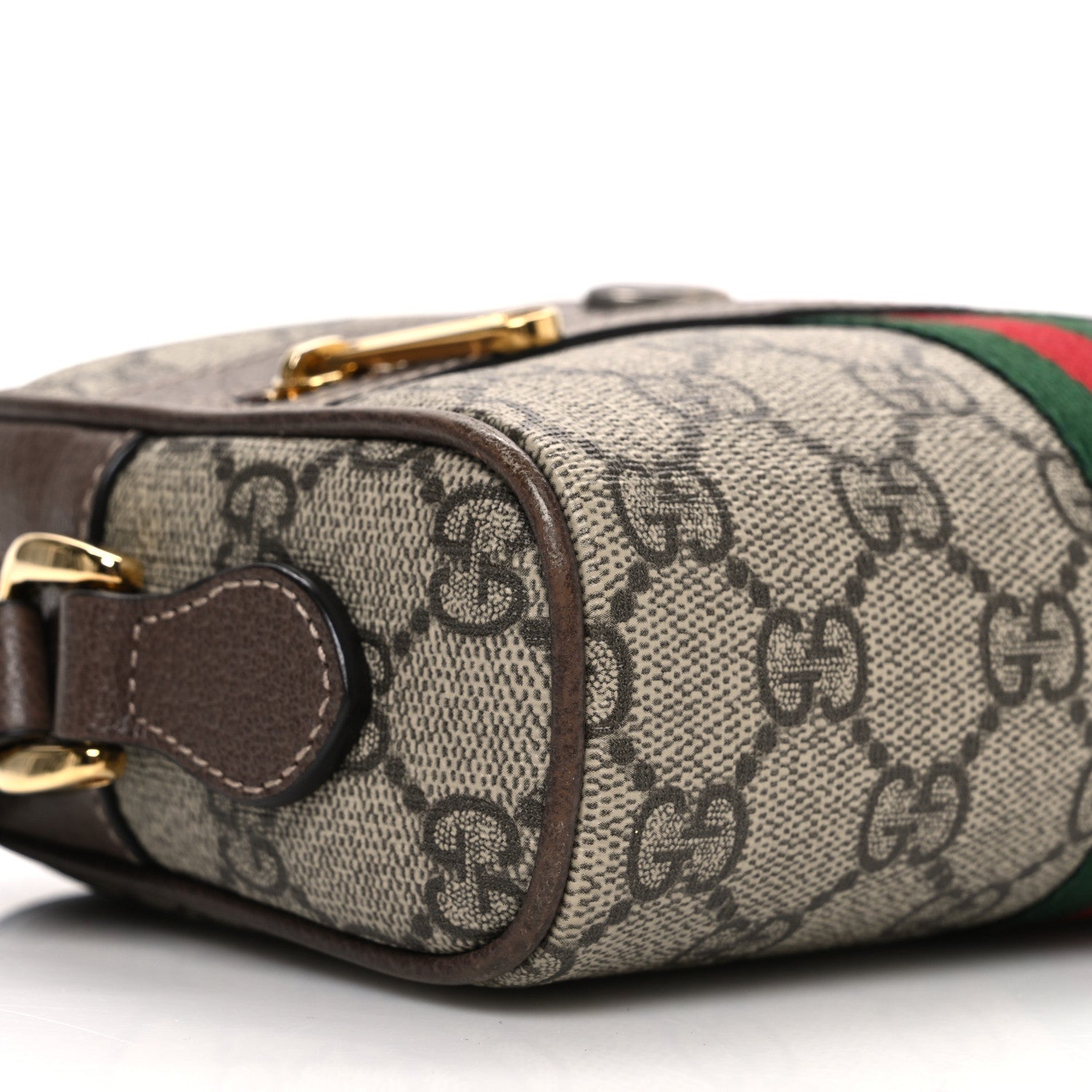 Gucci GG Supreme Monogram Web Mini Ophidia Shoulder Bag Brown 9 of 11