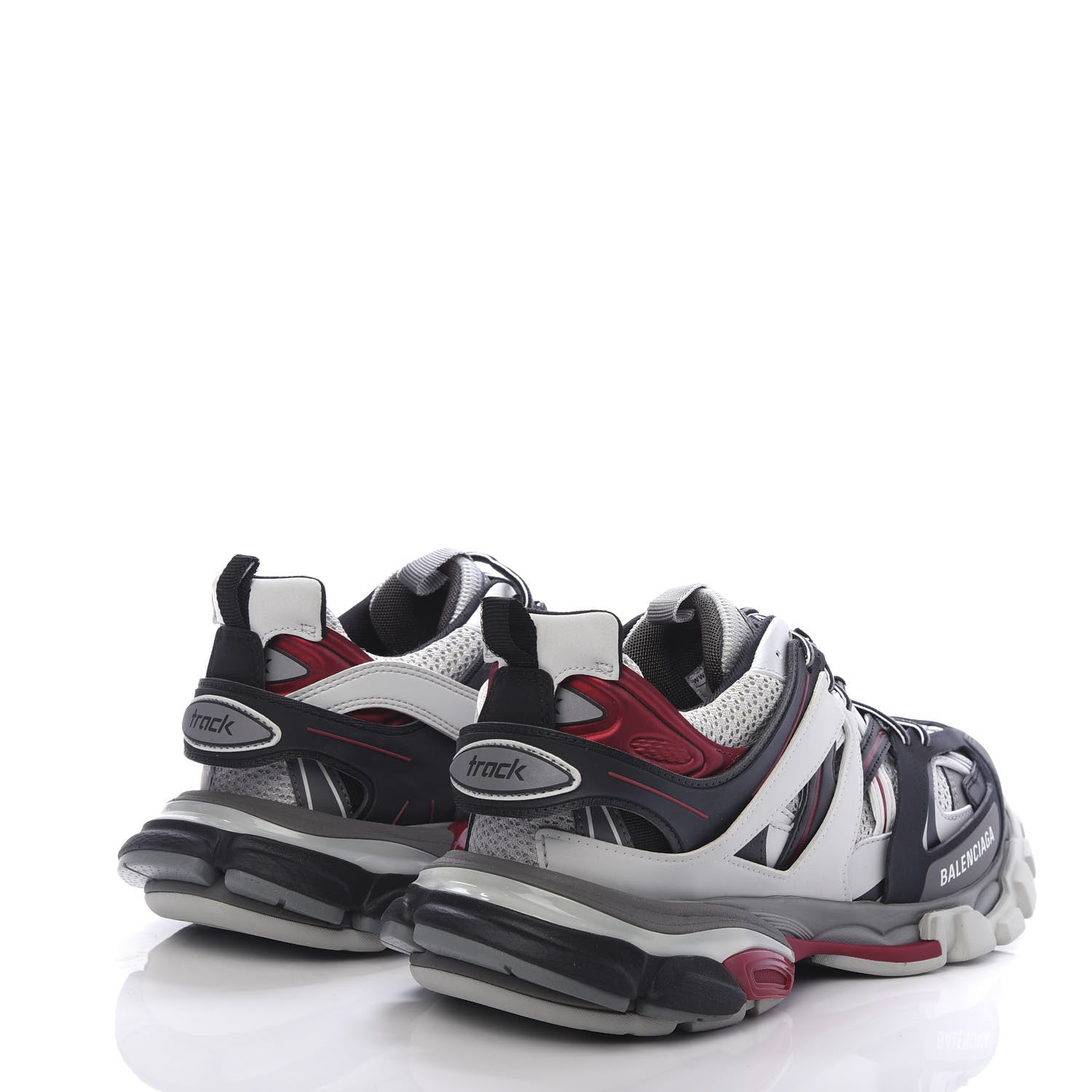Balenciaga Mesh Nylon Metallic Fabric Mens Track Sneakers 42 Gris Rouge Black 4 of 8