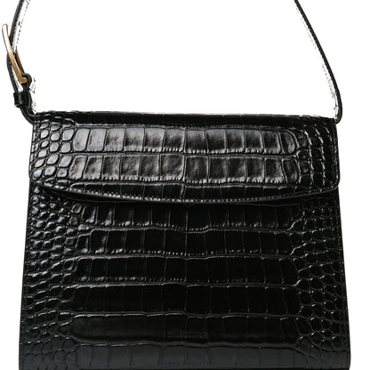 Balenciaga Shiny Calfskin Crocodile Embossed Medium Ghost Shoulder Bag Black 9 of 15