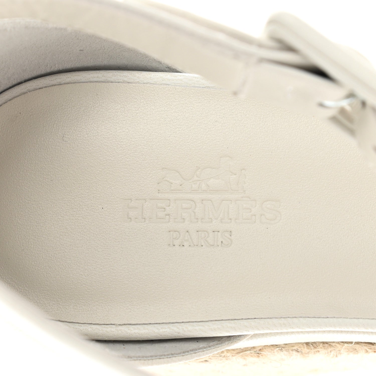 Hermes Goatskin Elda Espadrille Wedge Sandals 36 White 7 of 9
