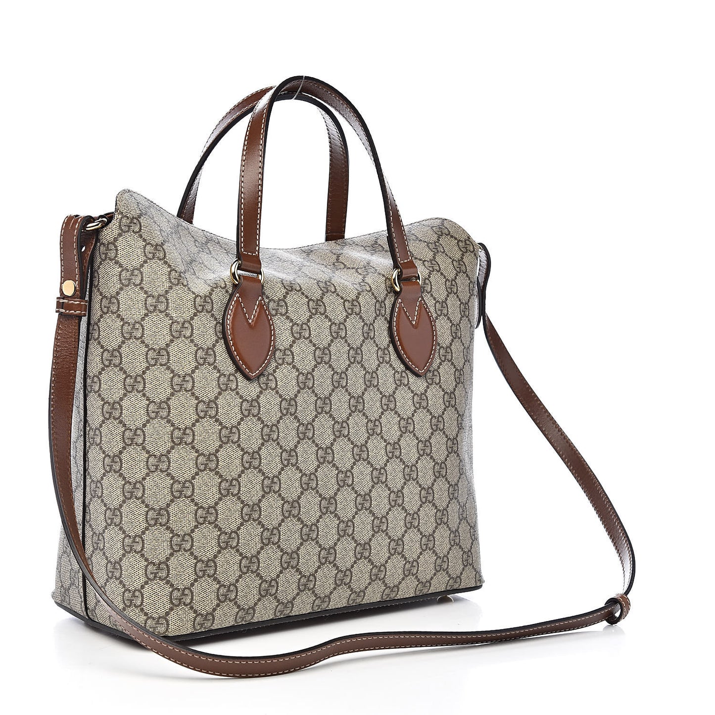 GG Supreme Monogram Linea A Foldover Tote Brown