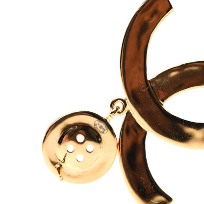 Chanel Metal Large Paris Button Earrings Gold 4 of 4