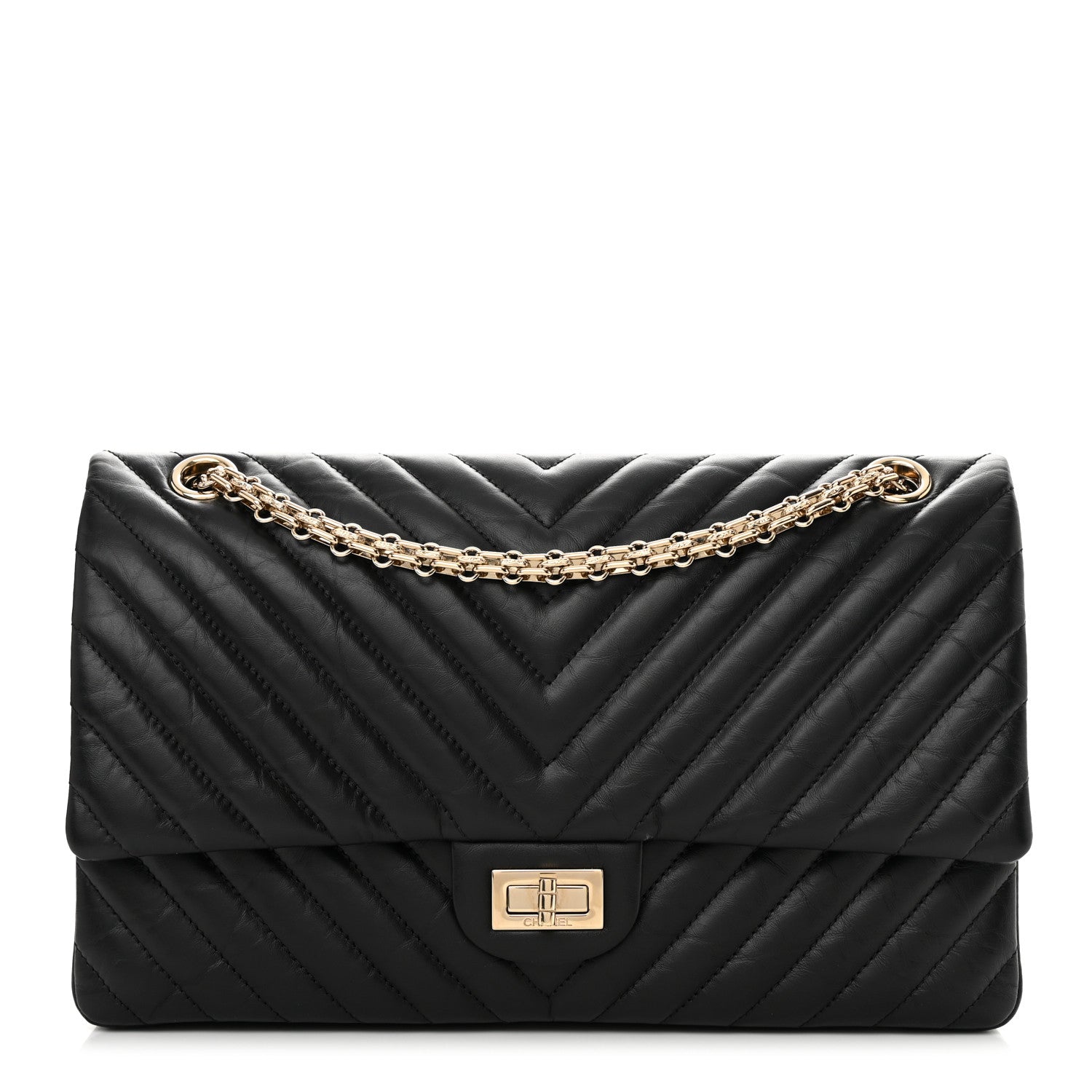 Chanel Aged Calfskin Chevron Quilted 2.55 Reissue 226 Flap Black 1 of 14