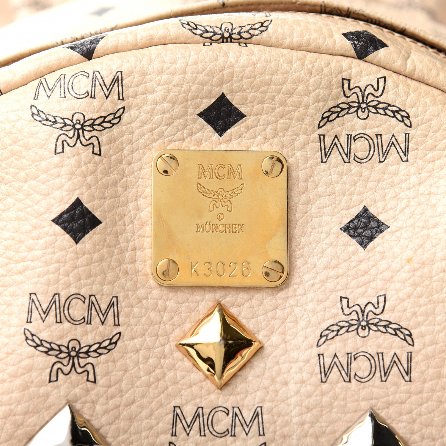 MCM Visetos Medium Studded Stark Backpack Beige 7 of 10