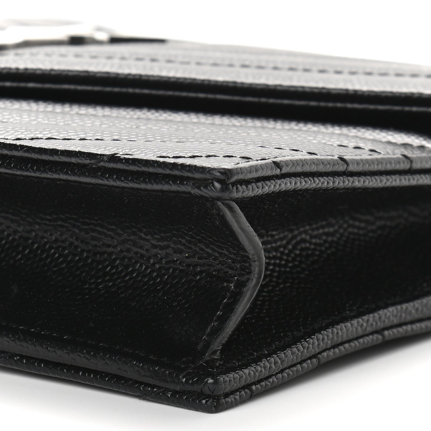 Grain De Poudre Matelasse Chevron Monogram Envelope Chain Wallet Black