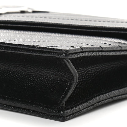 Saint Laurent Grain De Poudre Matelasse Chevron Monogram Envelope Chain Wallet Black 9 of 11