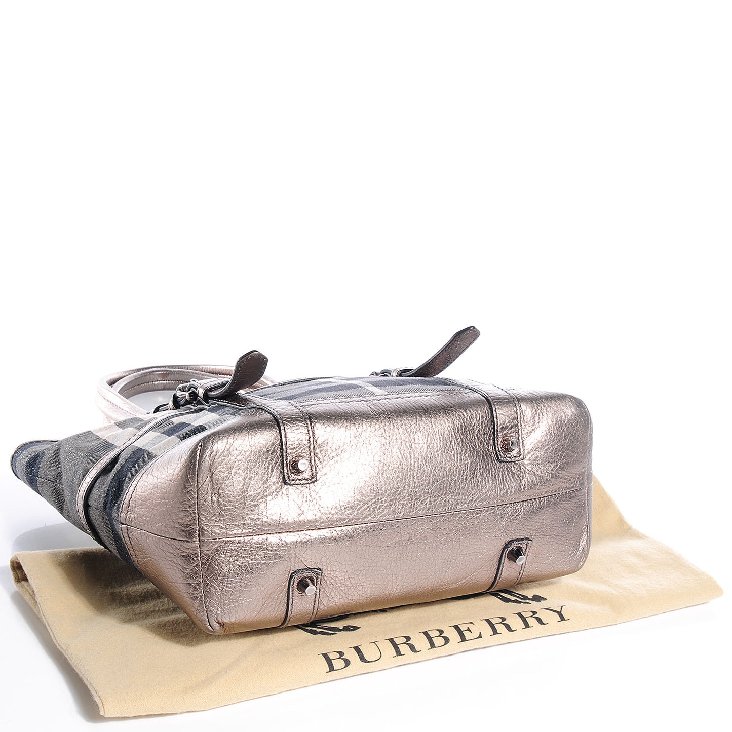 Shimmer Check Small Tote Silver